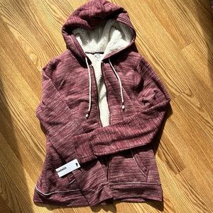 Fuzzy hooded zip up sweatshirt